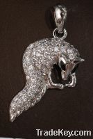 Sell Sterling silver micro paved fox pendant