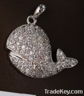 Sell Sterling silver micro paved shark pendant