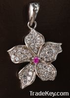 Sell Sterling silver micro paved flower pendant