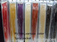 PU Skin weft hair various color