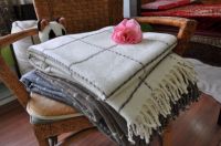 100%pure merino wool throw/virgin wool throw/fringed wool blanket