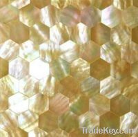 Sell Hexagon Yellow lip Shell Tiles for indoor wall decoration