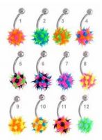 Sell 5mm silicone spiky ball belly button rings