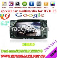 special car dvd car audio media player for BYD-F3 with gps/ipod/bt/tv/radio/rds/tmc/pip/3g/etc DH6510