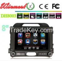 hot sale 8inch touch screen special car DVD player for KIA Sportage R with GPS IPOD BT SWC TV Radio 3G Functions DH8003