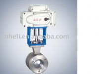 V-pattern ball valve with electric actuator