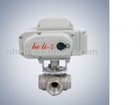 three way stainless steel ball valve with electric actuator