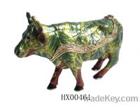 Sell Green Leaves Cow Enamel Trinket Box