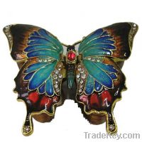 Sell Swallowtail Butterfly Enamel Trinket Box - Blue