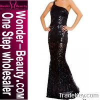 Sell Black One-Shoulder Shiny Long Mermaid Dress W3585A