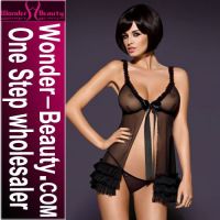 Fly Away Black Honeymoon Bridal Lingerie With Bowknot