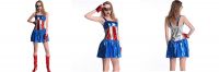 Avengers Superhero Captain America Woman Costume Dress With Patch Glove Sexy Cosplay Halloween Female Adult Role-Playing W530361