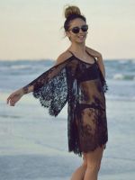 Women New Style Sexy Off-Shoulder Backless Slim Lace Transparent Party Beachwear Dress