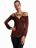 Hot Sale Autumn Women Fashion Shirts Female Sexy Solid Off The Shoulder Long Sleeve Top WT33126