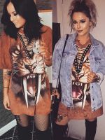 New Arrival Sexy Personality Cross Strap Deep V-Neck Animal Printing Short Sleeve Loose Party Dress W880649