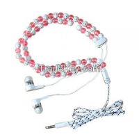 Fashionable Bling Beads Necklace MP3 Earphone, In-ear Style, Various Colors, Small MOQ, Good Price
