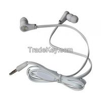 Mobile phone earphone, flat TPE wire, plastic mic and in-ear earpiece, small MOQ, good price