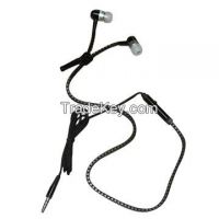 Fashionable In-ear Metal Wired Zipper Earphone, Mic Optional, Competitive Price, Various Colors