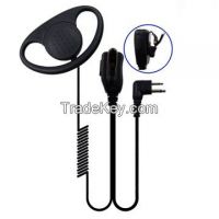D-shaped Ear Hook Two-way Radio Headset, In-Line PTT, Coiled Cable, High Quality, Good Price