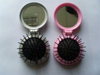 cosmetic plastic  mirror with brush