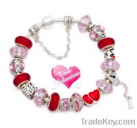 Beautiful silver valentine European charm gift bead bracelets G41