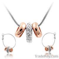 Authentic Austrian clear crystal gold plated forever love jewelry set