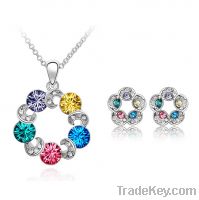 Austrian colorful crystal gold plated sweet ferris jewelry set