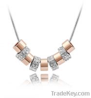 Authentic Austrian white crystal gold plated rings series necklace
