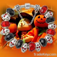 Halloween red & black silver skull charm bracelets AE71