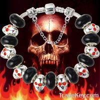 Halloween black silver skull charm bracelets AE81