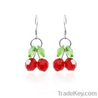 Austria red crystal 925 sterling silver sweet cherry earrings JK272