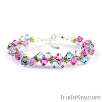 925 Sterling silver Austria colorful crystal bracelet jewelry JB304