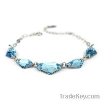925 Sterling silver Austria blue crystal bracelet jewelry JB292