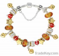 Wholesale Red fashion silver ladybird charms beads bracelets GE41