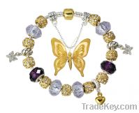 Silver butterfly charms beads bracelets jewelry GG31
