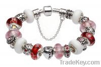 European silver red & white charm beaded bracelets jewelry GO51