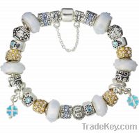Wholesale European silver white beaded bracelets jewelry GQ81
