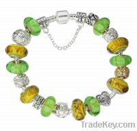 Green silver MUM love heart charm beaded bracelets jewelry GU41