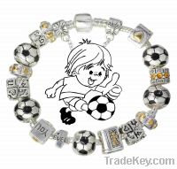 Valentine gift Sports jewellery football soccer charm beaded bracelets
