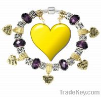 Valentine gift Silver I LOVE YOU heart charm beaded bracelets