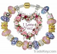 Valentine gift Wholesale gold clasp colorful charm beaded bracelets
