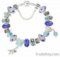 Valentine gift Silver little bear pendant charm beaded bracelets