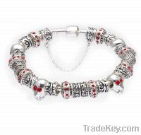 Wholesale Halloween jewellery silver skull charm bracelets AH01
