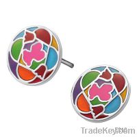 Sell Fashion Wholesale Stainless Steel Colorful Round Stud Earrings Jewelry