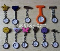 hot sale heart shaped smile nurse watches, stainless stail pocket medical watch, pin nurse watch