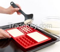 4 Cavity Silicone Grid Waffle Maker Chocolate Block Mold Oven Safe Party Snack