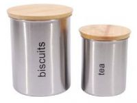 Sell Stainless Steel Canister with Wooden Lid