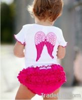 angle baby sets, angel's wings pattern print t shirt+shorts children's