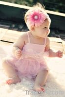 cute baby suits suspender+dress+headdress flower