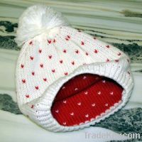 Sell Women Knit Winter Jacquard Double Layers pompom Cable  Hat